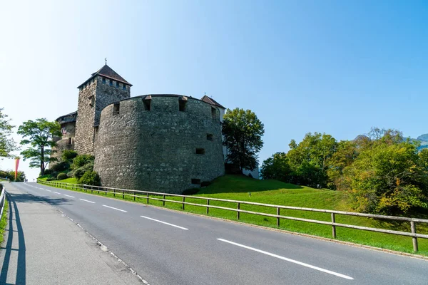 Bela Arquitetura Castelo Vaduz Residência Oficial Príncipe Liechtenstein Com Céu — Fotografia de Stock