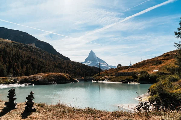 Cervino Con Lago Mosjesee Zermatt Suiza — Foto de Stock