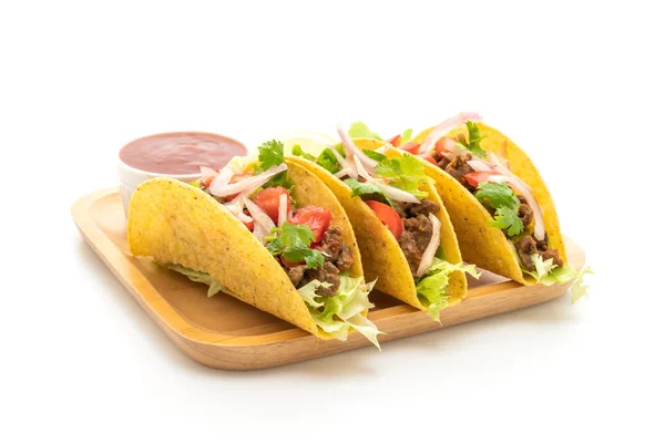 Tacos Meat Vegetables Isolated White Background Mexican Food Style — Stock Photo, Image