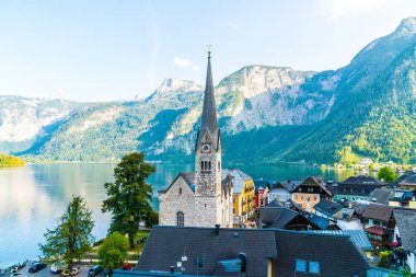 Avusturya Alpleri'nde, Salzkammergut bölge, Hallstatter gölde Hallstatt köyü Hallstatt, Avusturya