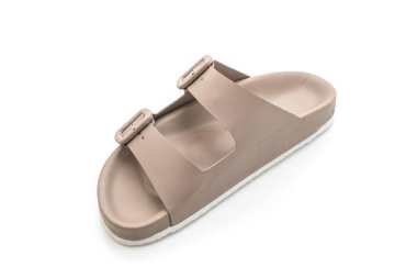 Kadınlar beyaz arka plan üzerinde izole sandalet deri