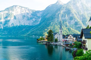 Avusturya Alpleri'nde, Salzkammergut bölge, Hallstatter gölde Hallstatt köyü Hallstatt, Avusturya