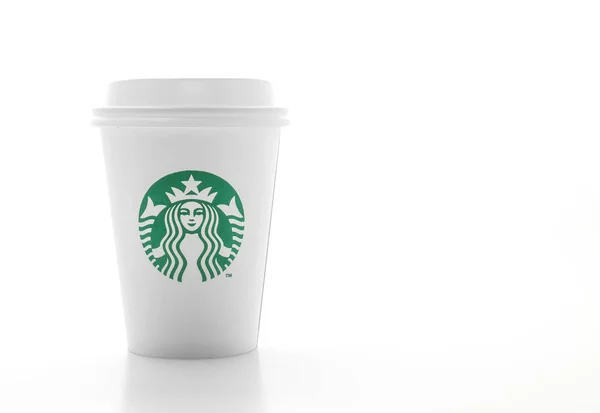 Bangkok Tailandia Jun 2018 Taza Café Blanco Con Logo Starbucks — Foto de Stock