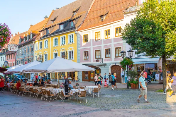 Füssen Deutschland 2018 Straßencafé Der Füssener Altstadt Füssen Ist Eine — Stockfoto