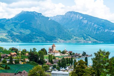 Spiez Castle Thun Gölü İsviçre ile