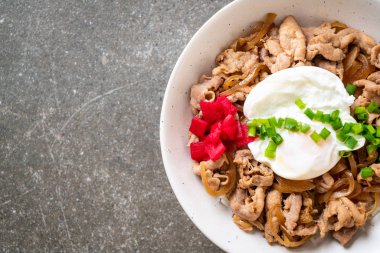Yumurtalı domuz pirinci kasesi (Donburi) - Japon yemeği tarzı.