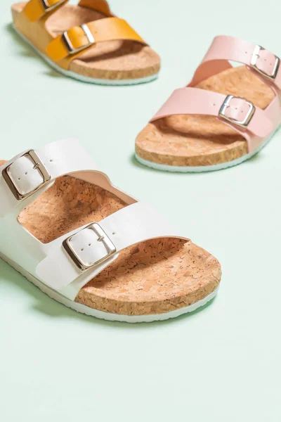 Sandalias Cuero Moda Para Hombres Mujeres Unisex —  Fotos de Stock