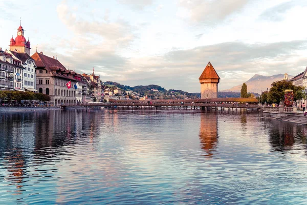 Luzern Schweiz August 2018 Blick Auf Luzern City River Reuss — Stockfoto