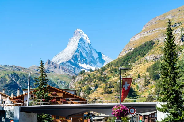 Zermatt City Con Fondo Matterhorn Suiza — Foto de Stock