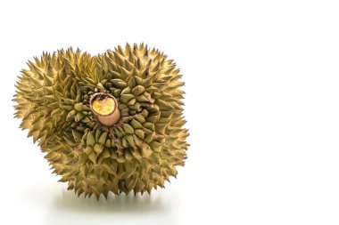 Beyaz arkaplanda izole edilmiş taze Durian meyvesi