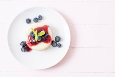 yoğurt puding taze yaban mersini - sağlıklı yemek ve tatlı ile