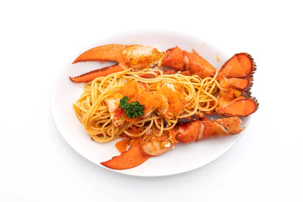 Lobster Spaghetti Shrimp Eggs Isolated White Background — Stock Photo, Image