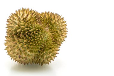 Beyaz arkaplanda izole edilmiş taze Durian meyvesi