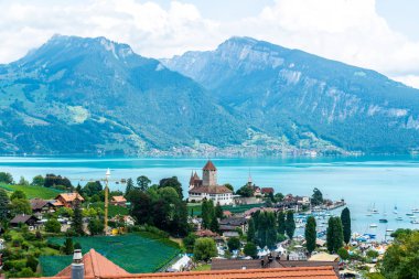 Spiez Castle Thun Gölü İsviçre ile