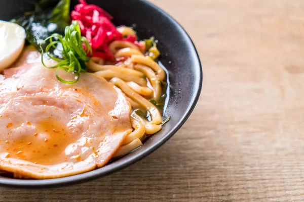 Fideos Picante Miso Udon Ramen Con Cerdo Estilo Comida Japonesa — Foto de Stock