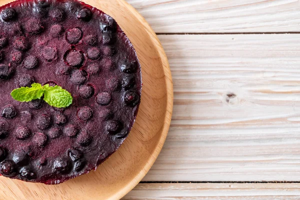 Homemade Blueberry Cheese Cake Wood Background — Stock Photo, Image