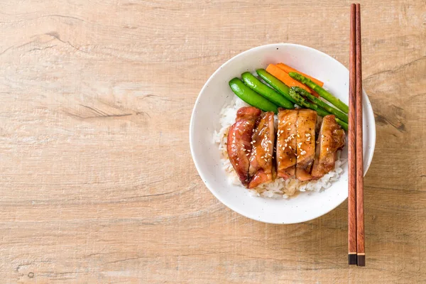 Teriyaki Kurczak Miska Ryżu Styl Kuchnia Azjatycka — Zdjęcie stockowe