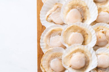 Ahşap tahta üzerinde taze kabuk tarak