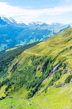 Güzel Alps dağ Grindelwald, İsviçre mavi gökyüzü ile