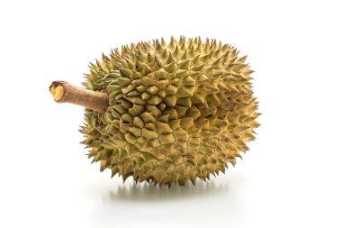 Beyaz arkaplanda izole edilmiş taze Durian meyvesi