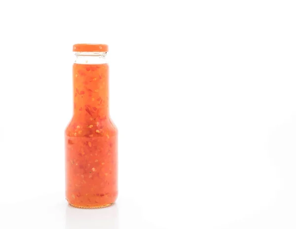 Sweet Chilisås Flaska Isolerad Vit Bakgrund — Stockfoto