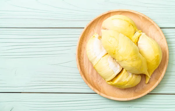Färsk Durian Frukt Trä Bakgrund — Stockfoto