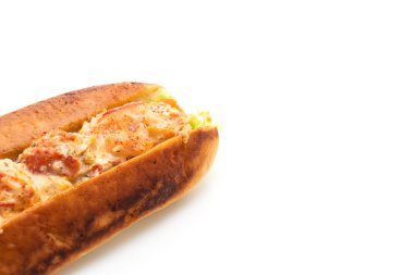 Ev yapımı ıstakoz rulo üzerinde izole beyaz arka plan