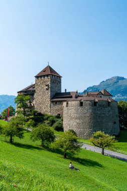 Beautiful Architecture at Vaduz Castle, the official residence of the Prince of Liechtenstein with blue sky clipart