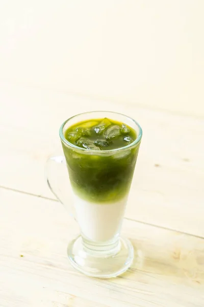 Ледяной Маття Зеленый Чай Латте Молоком — стоковое фото