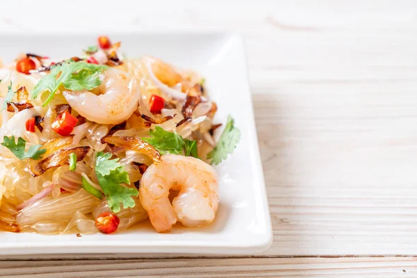 Salada Picante Pamelo Com Camarões Camarões Estilo Comida Fusão — Fotografia de Stock