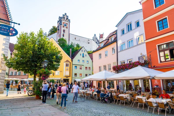 Füssen Deutschland 2018 Straßencafé Der Füssener Altstadt Füssen Ist Eine — Stockfoto