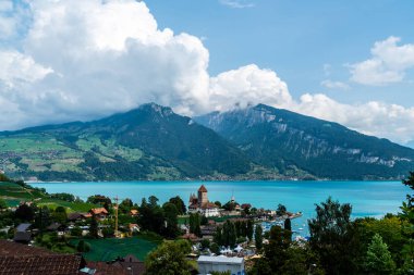 Spiez Castle Thun Gölü İsviçre ile
