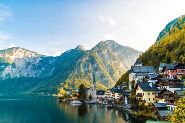 Avusturya Alpleri'nde, Salzkammergut bölge, Hallstatter gölde Hallstatt köyü Hallstatt, Avusturya