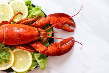 taze Haşlanmış istakoz sebze ve limon ile