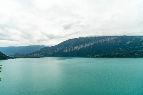 Lago Thun Con Nublado Suiza — Foto de Stock