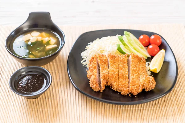 Côtelette Porc Frite Japonaise Ensemble Tonkatsu Style Culinaire Japonais — Photo