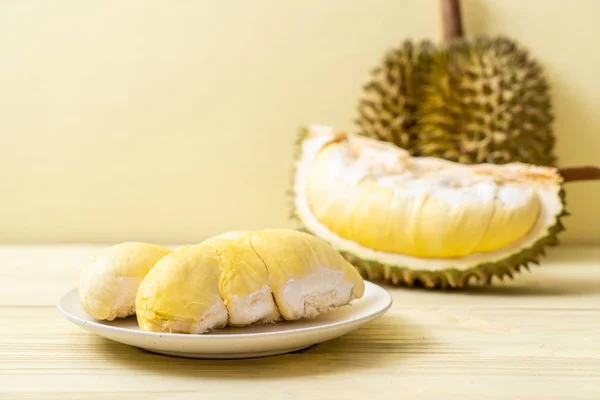 stock image Fresh Durian Fruit on wood background