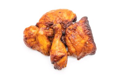 ızgara ve Barbekü tavuk beyaz arka plan üzerinde izole