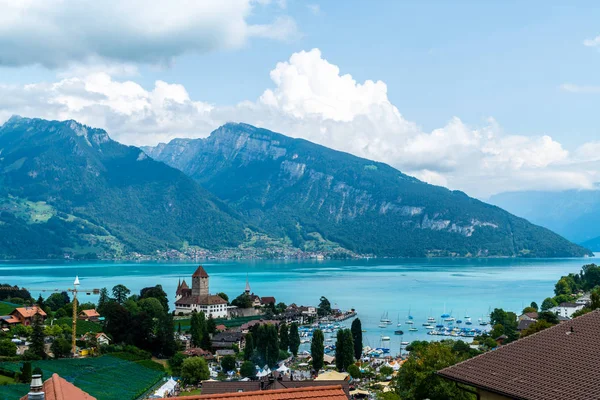 Castillo Spiez Con Lago Thun Suiza —  Fotos de Stock