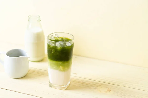 Matcha Hijau Latte Teh Dengan Susu — Stok Foto