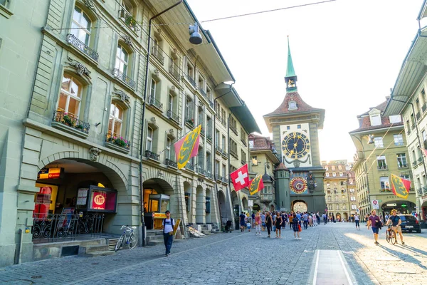 Berna Svizzera Agosto 2018 Gente Del Vicolo Dello Shopping Con — Foto Stock