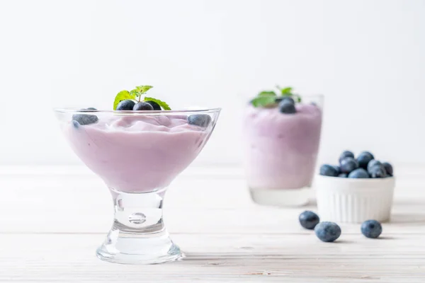 Homemade Yogurt Fresh Blueberries — Stock Photo, Image