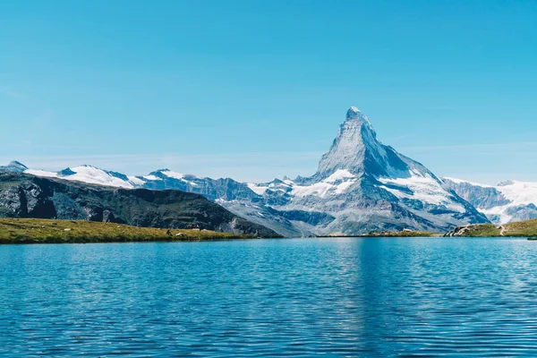 Cervino Con Lago Stellisee Zermatt Suiza — Foto de Stock