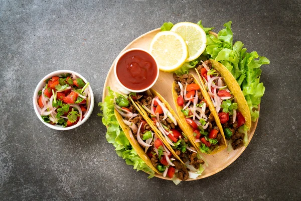 Tacos Com Carne Legumes Estilo Comida Mexicana — Fotografia de Stock