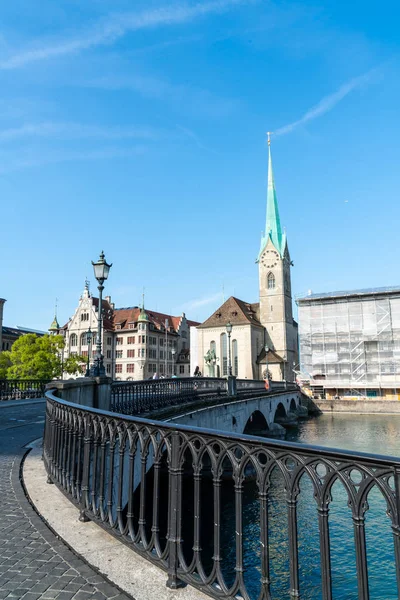 Zürich Schweiz Aug 2018 Ein Landschaftsbild Von Zürich Limmatfluss Und — Stockfoto