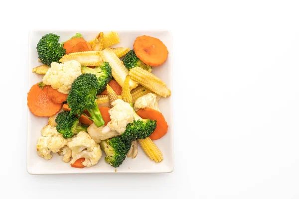 Stir Fried Mix Vegetable Isolated White Background Vegan Vegetarian Food — Stock Photo, Image