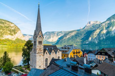Avusturya Alpleri'nde, Salzkammergut bölge, Hallstatter gölde Hallstatt köyü Hallstatt, Avusturya