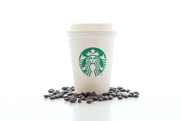 Bangkok Thaiföld 2018 Június Fehér Kávéscsésze Starbucks Logó Elszigetelt Fehér — Stock Fotó