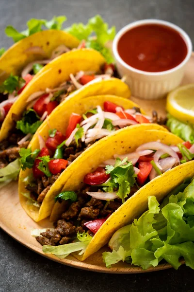 Тако Мясом Овощами Мексиканская Кухня — стоковое фото