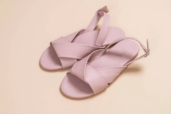 Moda Kobieta Kobieta Sandały Skórzane Slingback — Zdjęcie stockowe